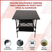 Folding Collapsible Camping Table Caravan RV Heavy Duty Steel & Aluminium V63-827721