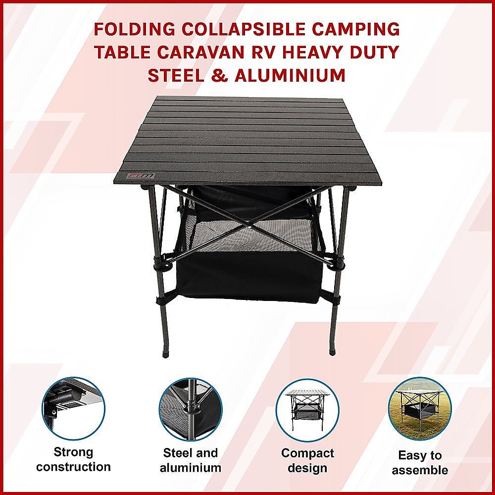 Folding Collapsible Camping Table Caravan RV Heavy Duty Steel & Aluminium V63-827721