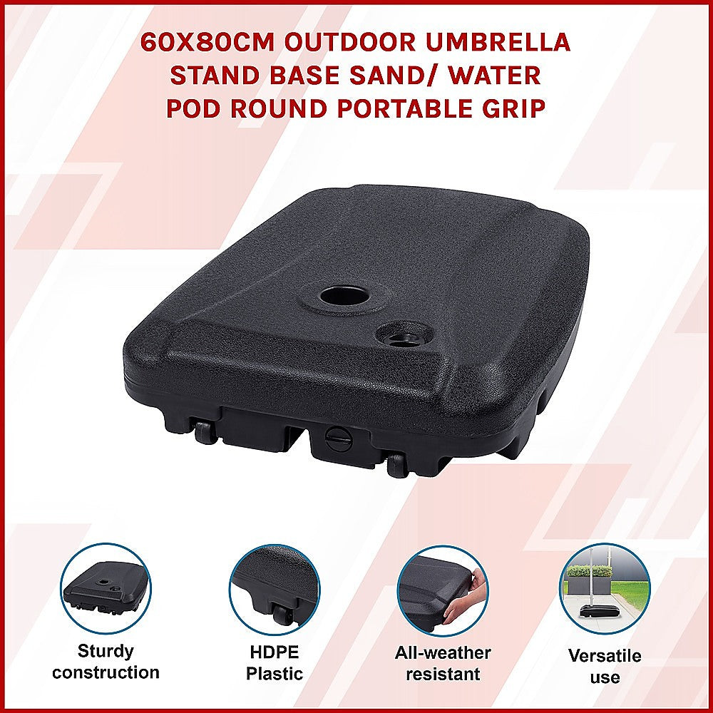 60x80cm Outdoor Umbrella Stand Base Sand/ Water Pod Round Portable Grip V63-827741