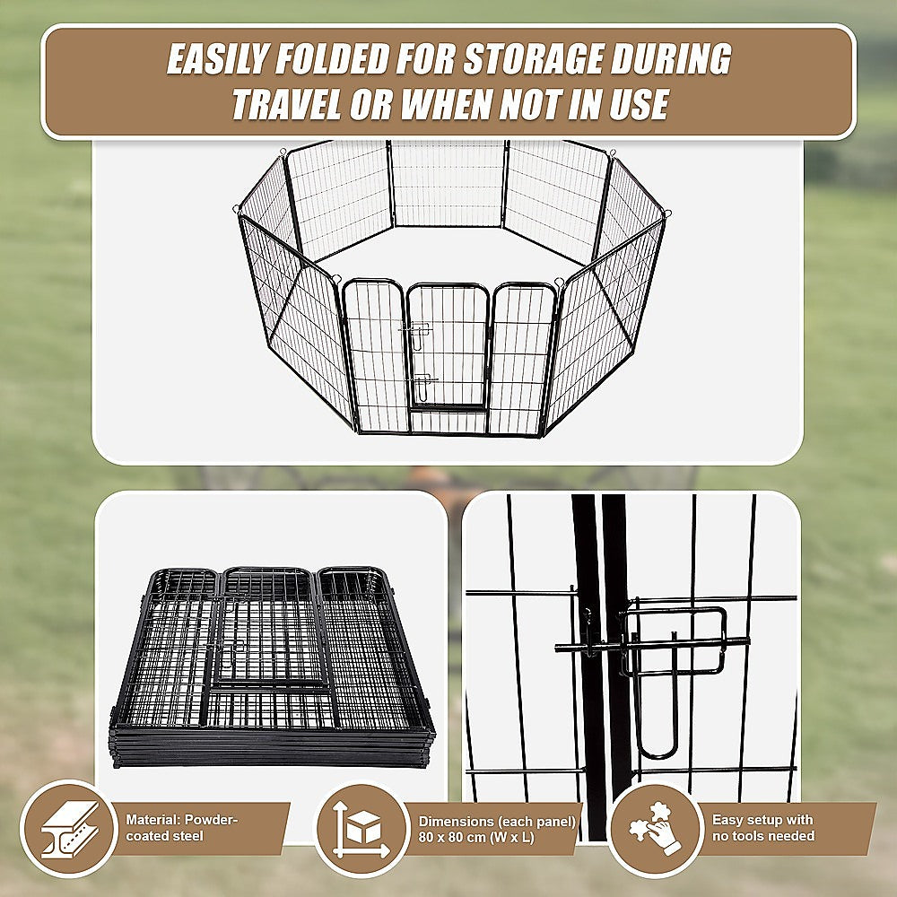 8 Panel Heavy Duty Pet Dog Playpen Puppy Exercise Fence Enclosure Cage V63-827761