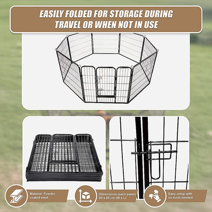 8 Panel Heavy Duty Pet Dog Playpen Puppy Exercise Fence Enclosure Cage V63-827761