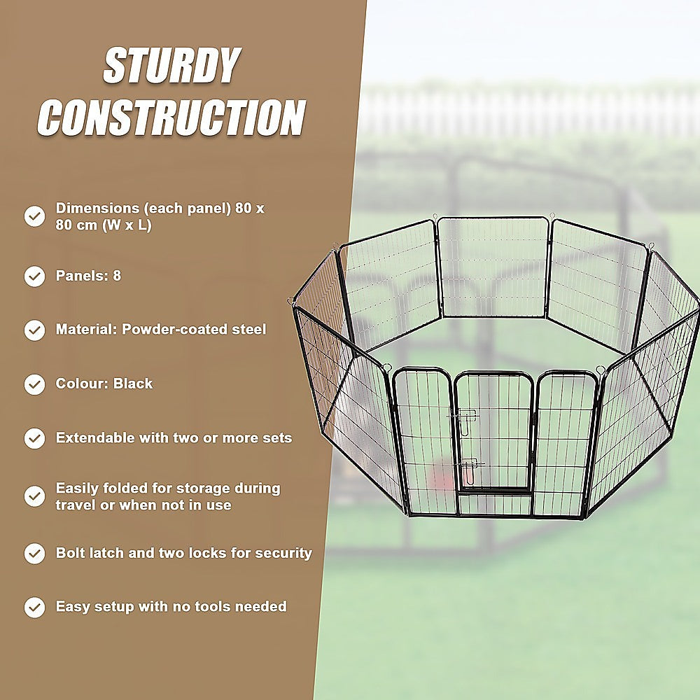 8 Panel Heavy Duty Pet Dog Playpen Puppy Exercise Fence Enclosure Cage V63-827761