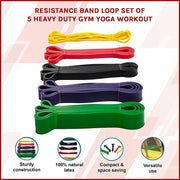 Resistance Band Loop Set of 5 Heavy Duty Gym Yoga Workout V63-827781