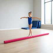 2.4m (8FT) Gymnastics Folding Balance Beam Pink Synthetic Suede V63-827851
