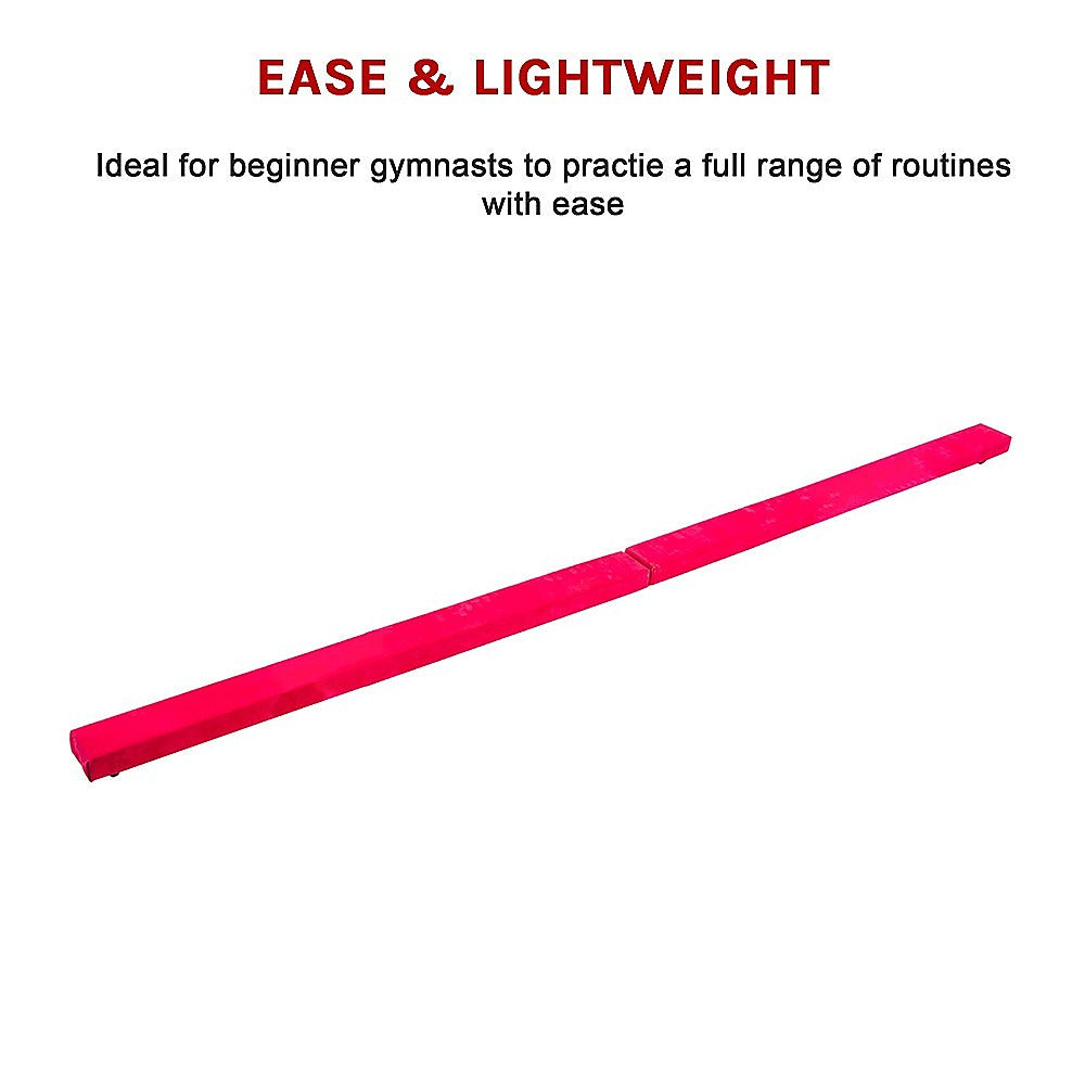 2.4m (8FT) Gymnastics Folding Balance Beam Pink Synthetic Suede V63-827851