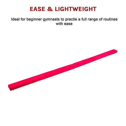 2.4m (8FT) Gymnastics Folding Balance Beam Pink Synthetic Suede V63-827851