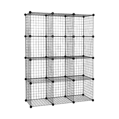 12 Cube Wire Grid Organiser Bookcase Storage Cabinet Wardrobe Closet Black V63-827861