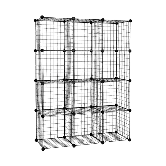 12 Cube Wire Grid Organiser Bookcase Storage Cabinet Wardrobe Closet Black V63-827861
