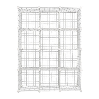 12 Cube Wire Grid Organiser Bookcase Storage Cabinet Wardrobe Closet White V63-827871