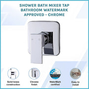 Shower Bath Mixer Tap Bathroom WATERMARK Approved - Chrome V63-827881