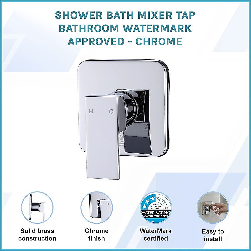 Shower Bath Mixer Tap Bathroom WATERMARK Approved - Chrome V63-827881