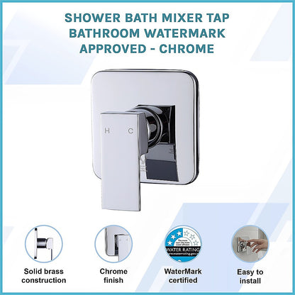 Shower Bath Mixer Tap Bathroom WATERMARK Approved - Chrome V63-827881