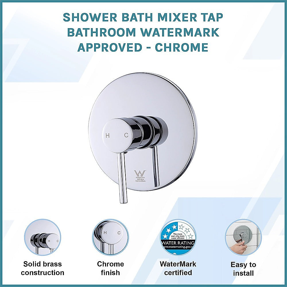 Shower Bath Mixer Tap Bathroom WATERMARK Approved - Chrome V63-827901