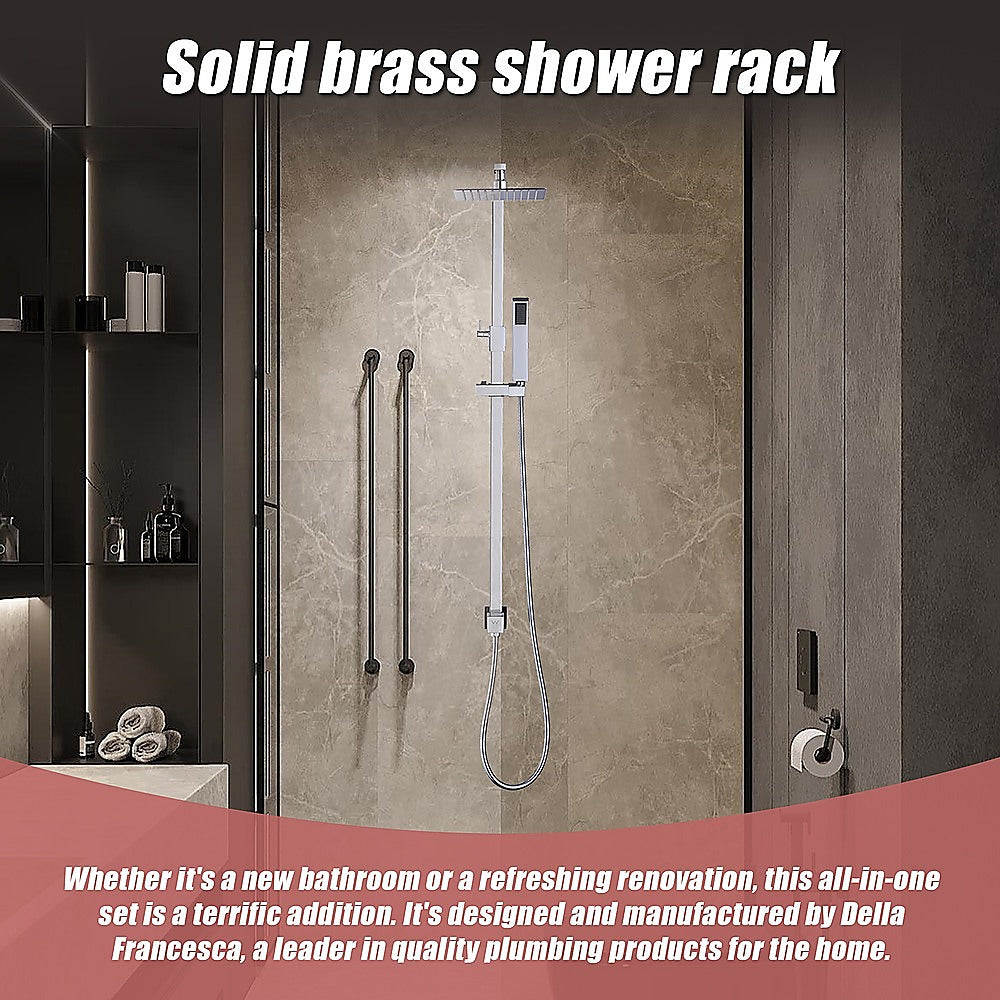 WELS 8" Rain Shower Head Set Square Dual Heads Faucet High Pressure Hand Held V63-827931