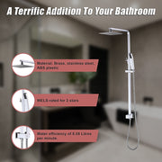 WELS 8" Rain Shower Head Set Square Dual Heads Faucet High Pressure Hand Held V63-827931