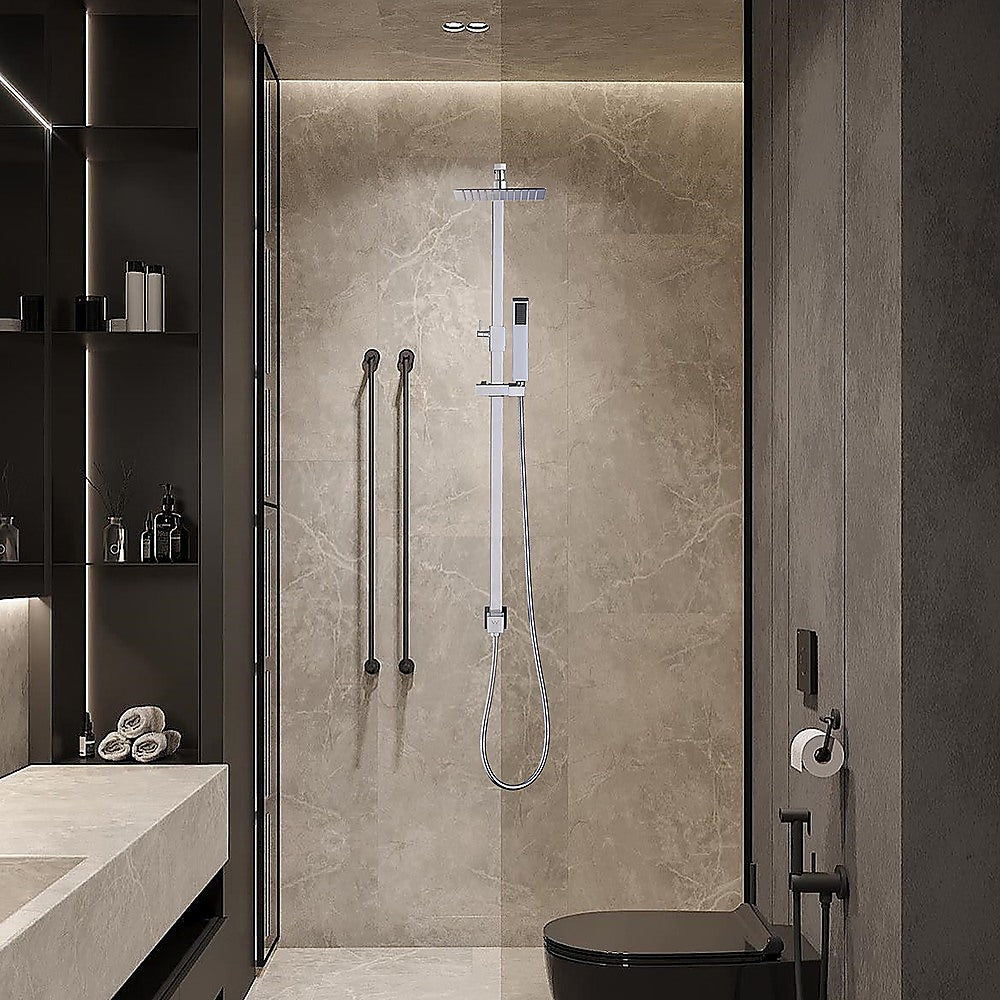 WELS 8" Rain Shower Head Set Square Dual Heads Faucet High Pressure Hand Held V63-827931