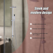 WELS 8" Rain Shower Head Set Square Dual Heads Faucet High Pressure Hand Held V63-827931
