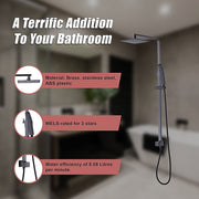WELS 8" Rain Shower Head Set Square Dual Heads Faucet High Pressure Hand Held V63-827941