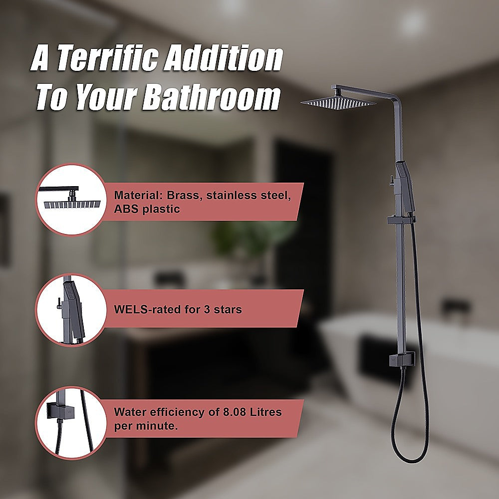 WELS 8" Rain Shower Head Set Square Dual Heads Faucet High Pressure Hand Held V63-827941
