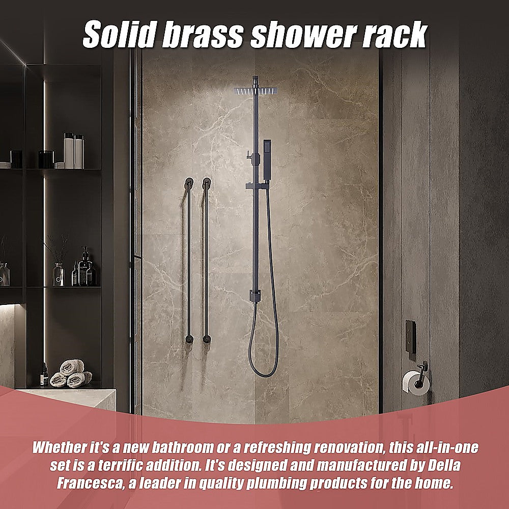 WELS 8" Rain Shower Head Set Square Dual Heads Faucet High Pressure Hand Held V63-827941