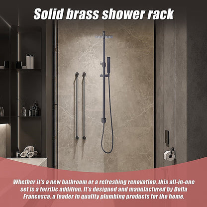WELS 8" Rain Shower Head Set Square Dual Heads Faucet High Pressure Hand Held V63-827941