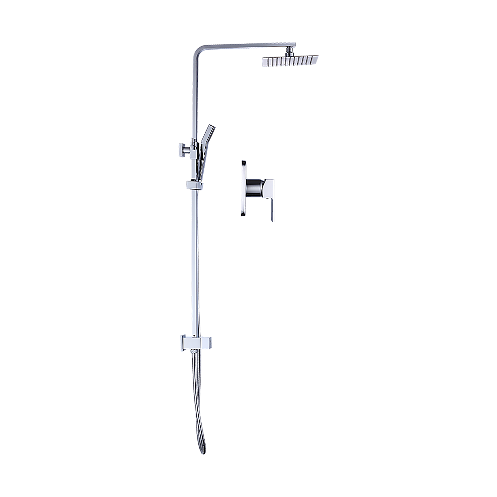 WELS 8" Rain Shower Head Set Square Dual Heads Faucet High Pressure With Mixer V63-827951