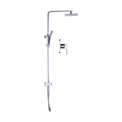 WELS 8" Rain Shower Head Set Square Dual Heads Faucet High Pressure With Mixer V63-827951