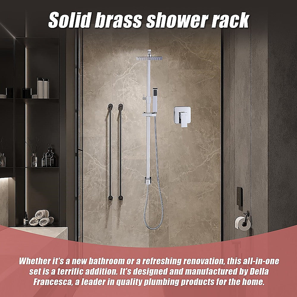 WELS 8" Rain Shower Head Set Square Dual Heads Faucet High Pressure With Mixer V63-827951