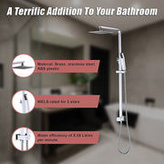 WELS 8" Rain Shower Head Set Square Dual Heads Faucet High Pressure With Mixer V63-827951
