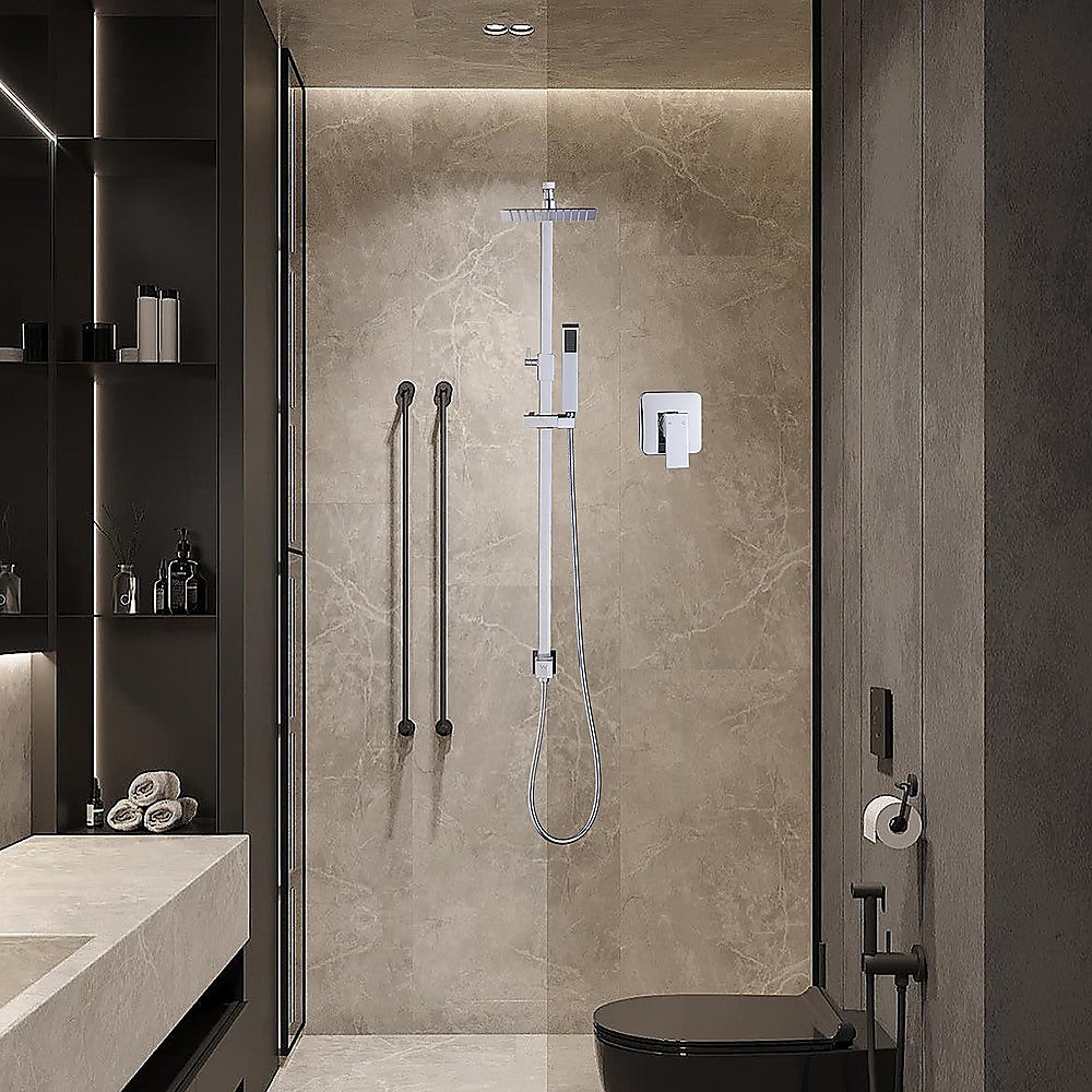 WELS 8" Rain Shower Head Set Square Dual Heads Faucet High Pressure With Mixer V63-827951