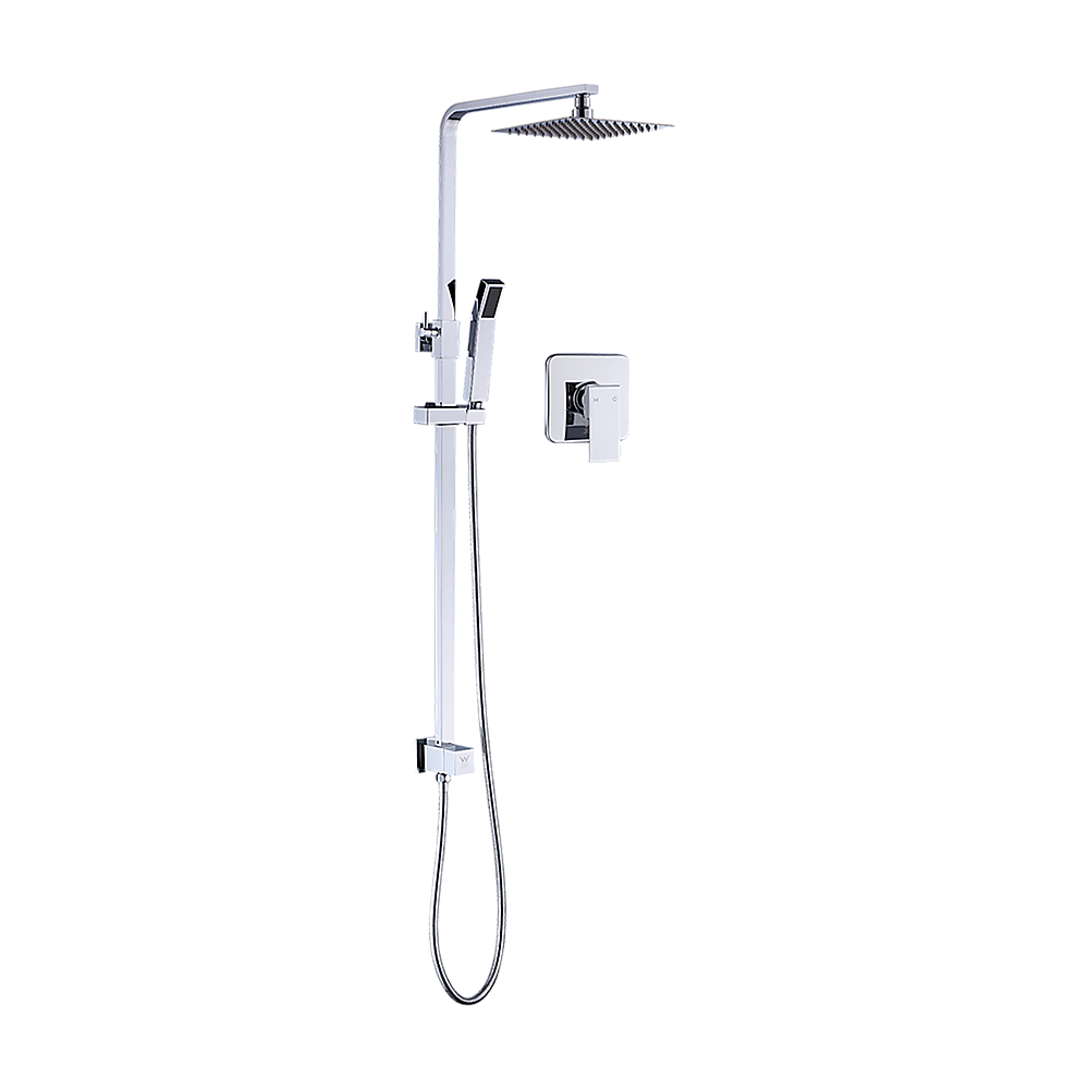 WELS 8" Rain Shower Head Set Square Dual Heads Faucet High Pressure With Mixer V63-827951