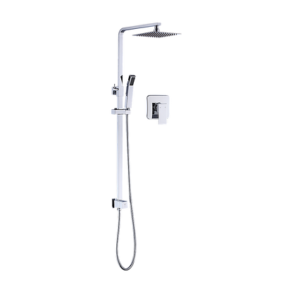 WELS 8" Rain Shower Head Set Square Dual Heads Faucet High Pressure With Mixer V63-827951