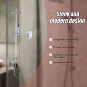 WELS 8" Rain Shower Head Set Square Dual Heads Faucet High Pressure With Mixer V63-827951