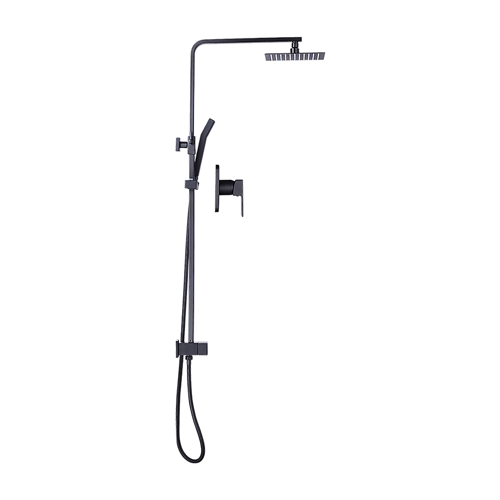WELS 8" Rain Shower Head Set Square Dual Heads Faucet High Pressure With Mixer V63-827961