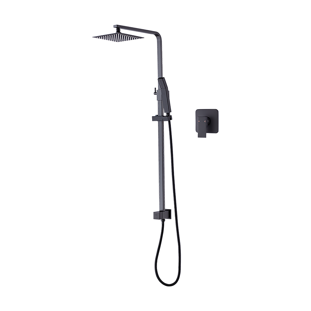 WELS 8" Rain Shower Head Set Square Dual Heads Faucet High Pressure With Mixer V63-827961
