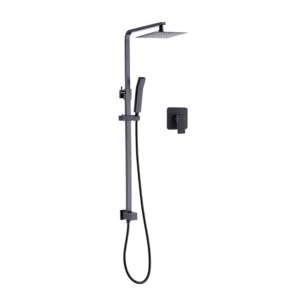 WELS 8" Rain Shower Head Set Square Dual Heads Faucet High Pressure With Mixer V63-827961