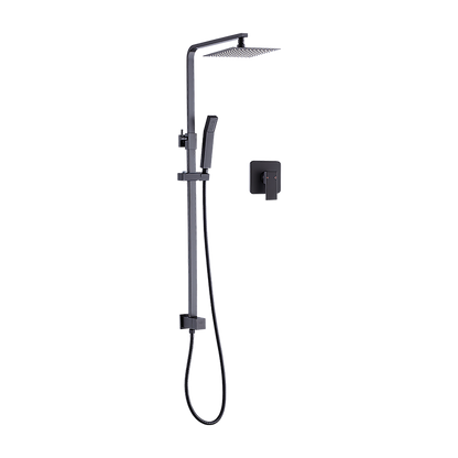 WELS 8" Rain Shower Head Set Square Dual Heads Faucet High Pressure With Mixer V63-827961