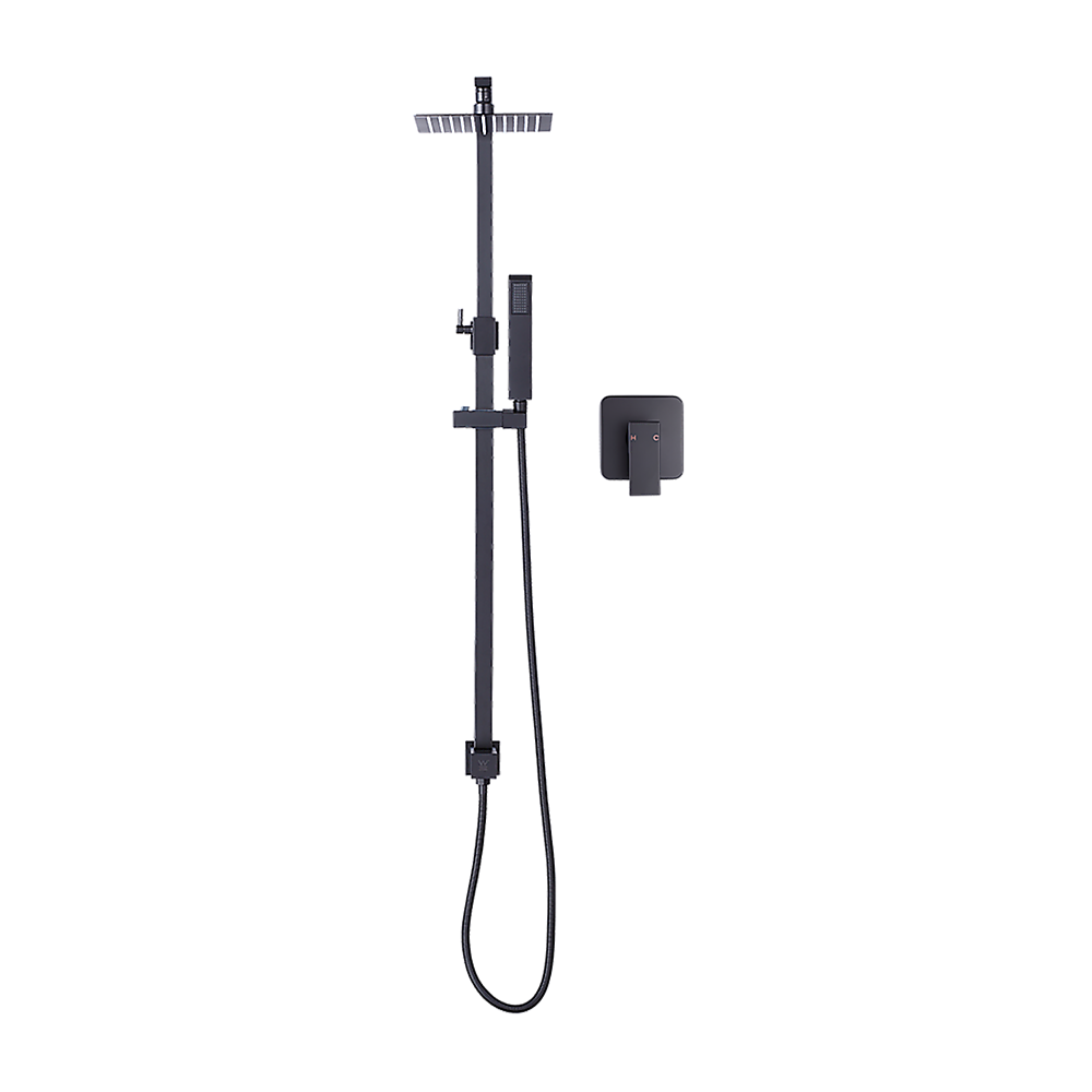 WELS 8" Rain Shower Head Set Square Dual Heads Faucet High Pressure With Mixer V63-827961