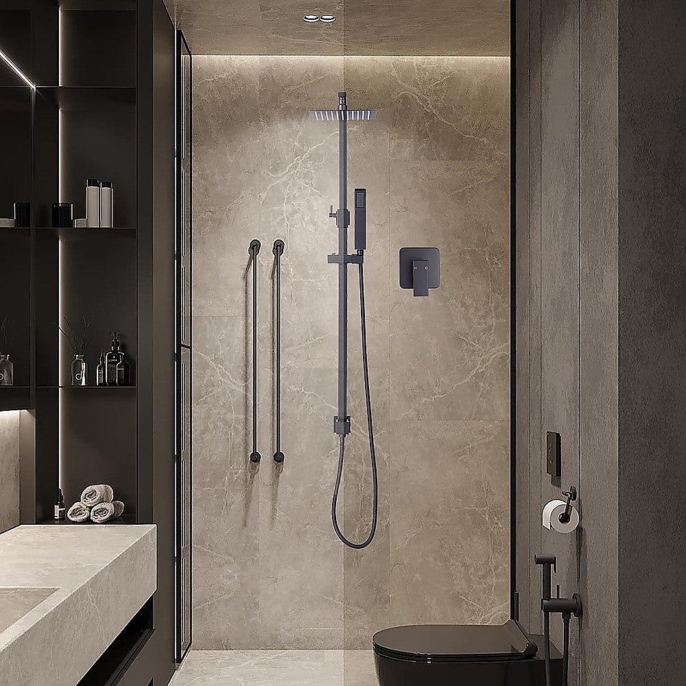 WELS 8" Rain Shower Head Set Square Dual Heads Faucet High Pressure With Mixer V63-827961