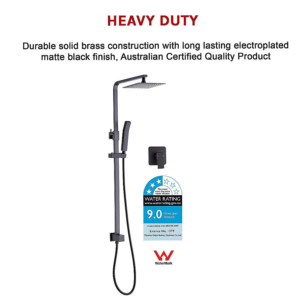 WELS 8" Rain Shower Head Set Square Dual Heads Faucet High Pressure With Mixer V63-827961