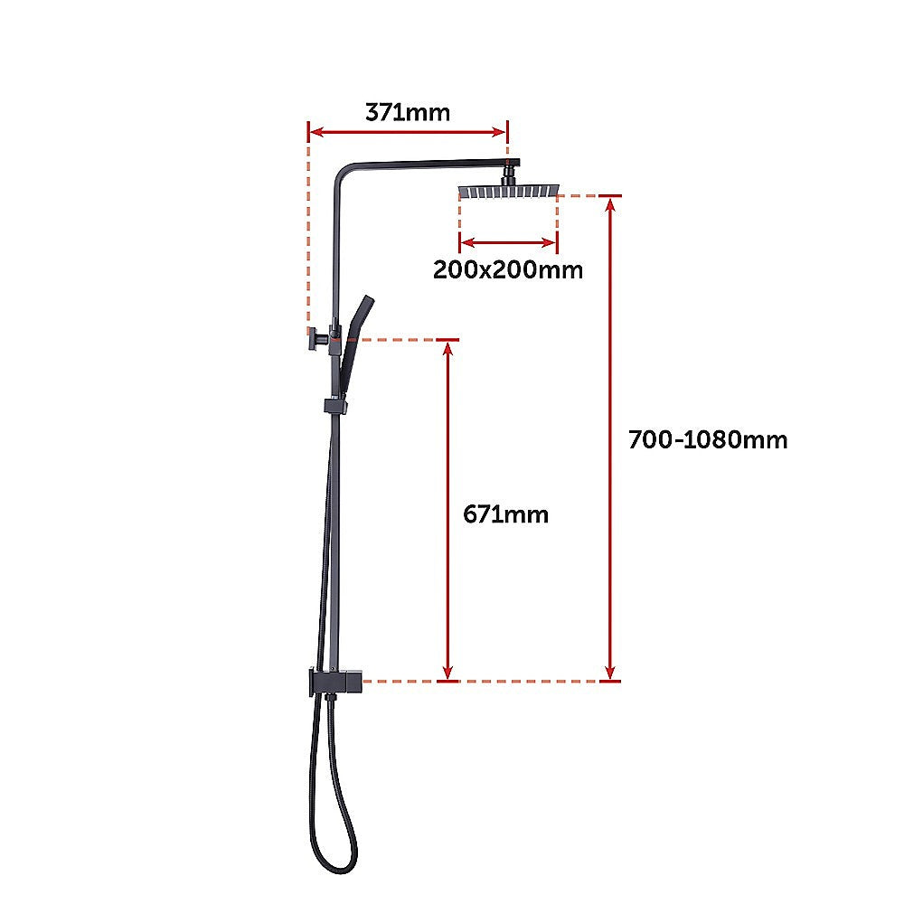 WELS 8" Rain Shower Head Set Square Dual Heads Faucet High Pressure With Mixer V63-827961