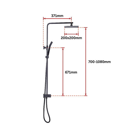 WELS 8" Rain Shower Head Set Square Dual Heads Faucet High Pressure With Mixer V63-827961