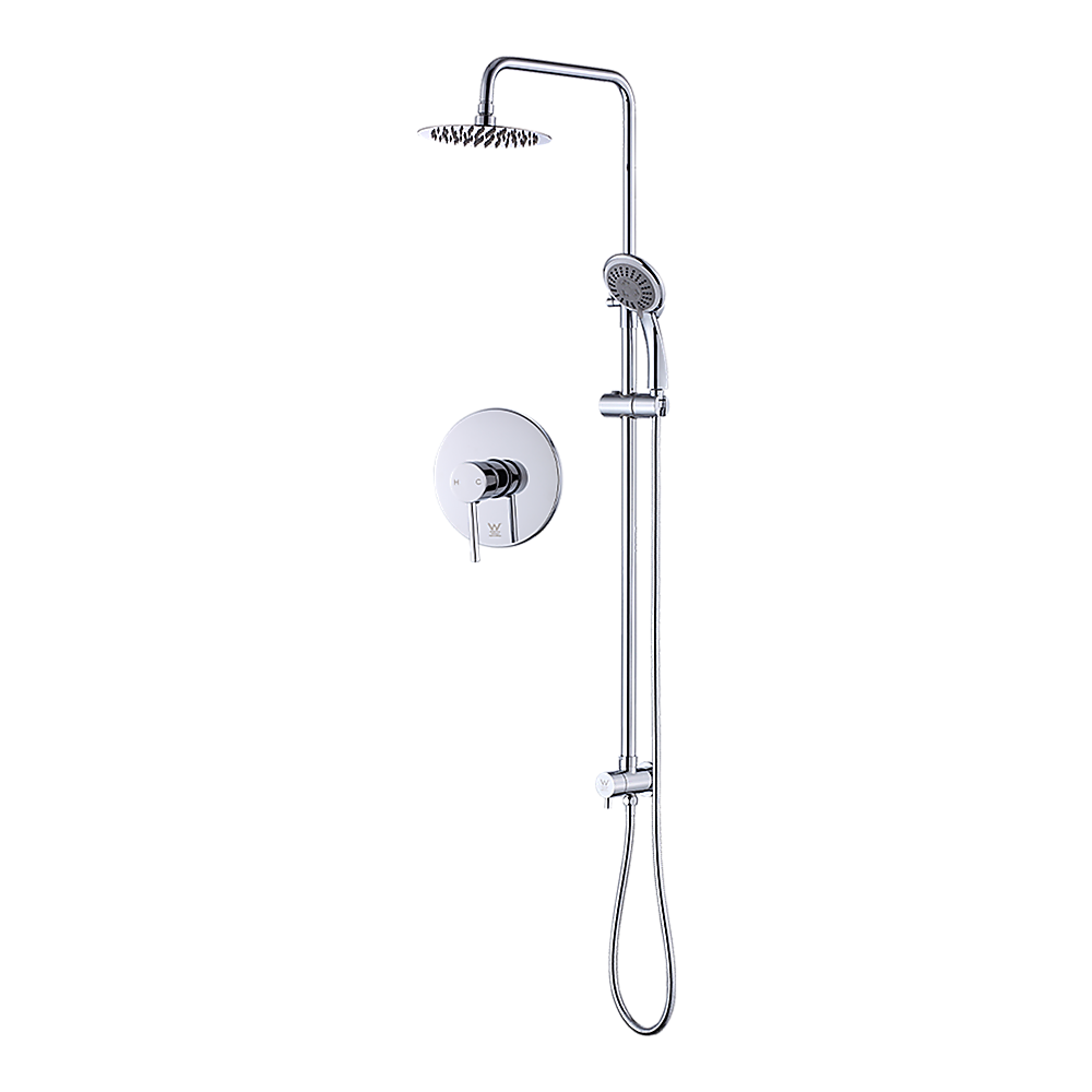WELS 8" Rain Shower Head Set Rounded Dual Heads Faucet High Pressure With Mixer V63-827991