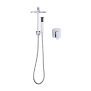 WELS 8" Rain Shower Head Set Square Dual Heads Faucet High Pressure With Mixer V63-828011