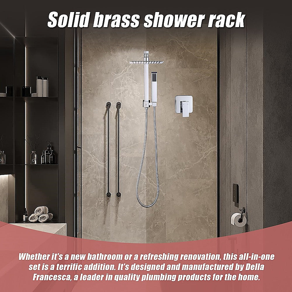 WELS 8" Rain Shower Head Set Square Dual Heads Faucet High Pressure With Mixer V63-828011