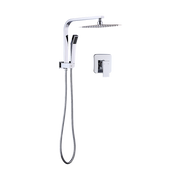 WELS 8" Rain Shower Head Set Square Dual Heads Faucet High Pressure With Mixer V63-828011