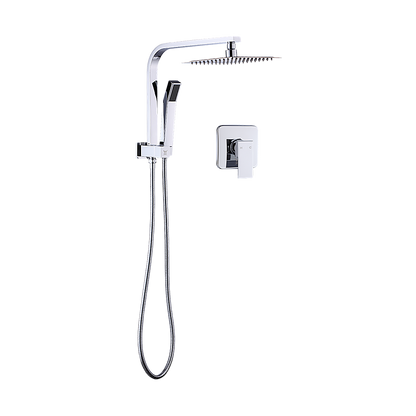 WELS 8" Rain Shower Head Set Square Dual Heads Faucet High Pressure With Mixer V63-828011