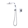 WELS 8" Rain Shower Head Set Square Dual Heads Faucet High Pressure With Mixer V63-828011
