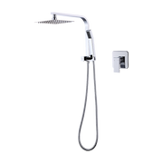 WELS 8" Rain Shower Head Set Square Dual Heads Faucet High Pressure With Mixer V63-828011