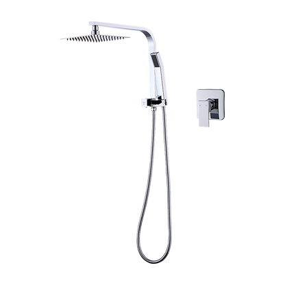 WELS 8" Rain Shower Head Set Square Dual Heads Faucet High Pressure With Mixer V63-828011